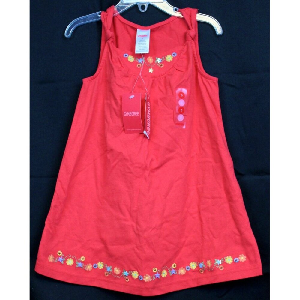 2007 Gymboree Island Getaway Tank Dress Coral Pink/Orange Floral Tropical Beach